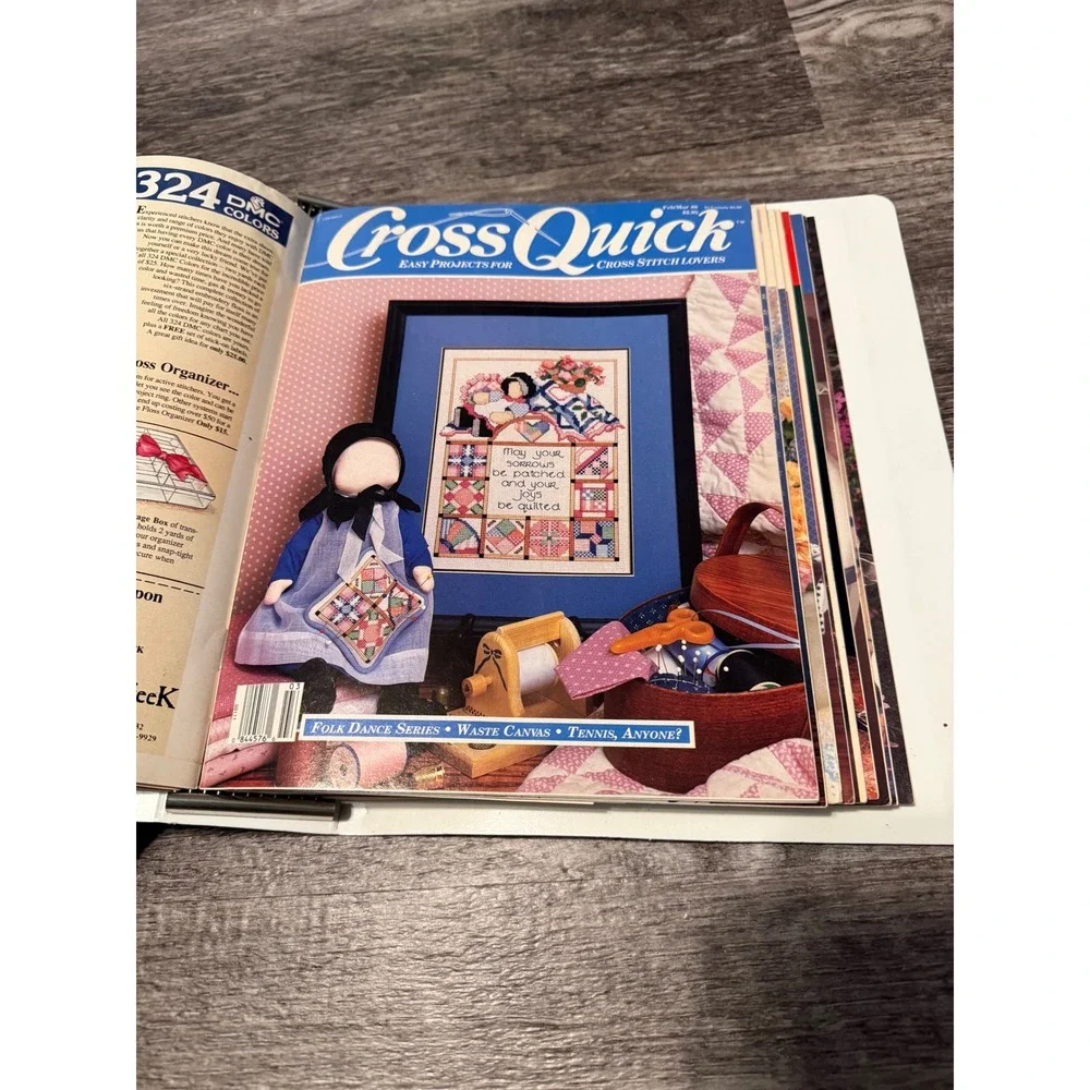 Vintage CrossQuick‎ Cross Stitch Lovers Magazine Lot Premier Issue 1989 Binder